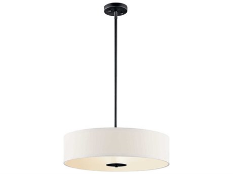 Kichler 3-Light Black Glass Drum Round Pendant