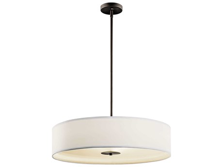 Kichler 3-Light Olde Bronze Glass Drum Round Pendant