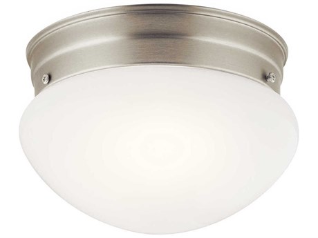 Kichler Ceiling Space 1-Light Brushed Nickel Bowl Round Flush Mount
