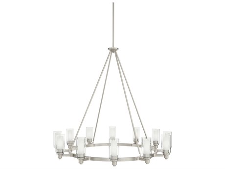 Kichler Circolo 12-Light Brushed Nickel Glass Cylinder Chandelier