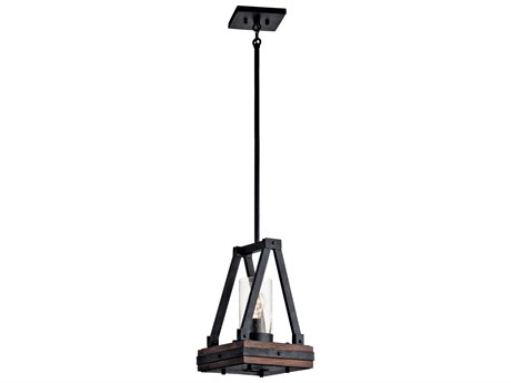 Kichler Colerne 1-Light Auburn Stained Black Glass Cylinder Mini Pendant