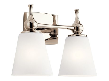 Kichler Cosabella 2-Light Polished Nickel Glass Vanity Light
