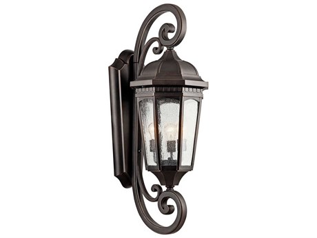 Kichler Courtyard 3 - Light Glass Outdoor Wall Light | KIC9060BKT