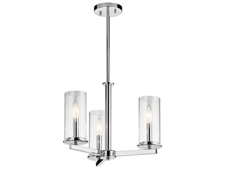 Kichler Crosby 3-Light Chrome Glass Cylinder Pendant