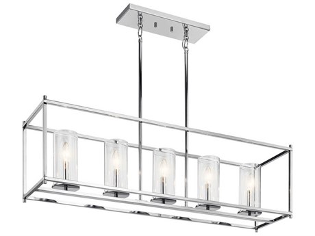 Kichler Crosby 5-Light Chrome Glass Cylinder Island Pendant