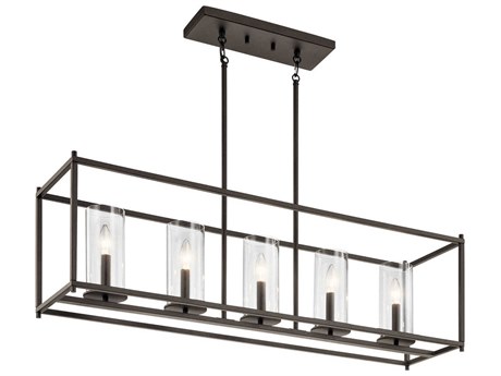 Kichler Crosby 5-Light Olde Bronze Glass Cylinder Island Pendant