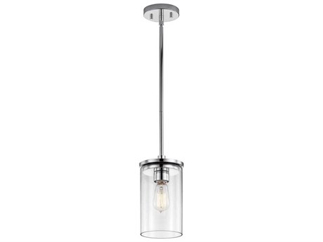 Kichler Crosby 1-Light Chrome Glass Cylinder Mini Pendant