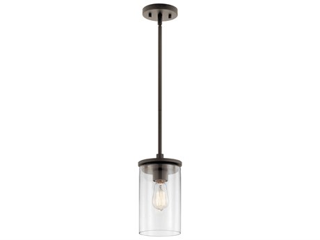 Kichler Crosby 1-Light Olde Bronze Glass Cylinder Mini Pendant
