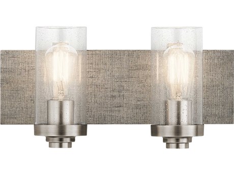 Kichler Dalwood 2-Light Classic Pewter Brown Glass Vanity Light