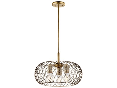 Kichler Devin 3-Light Natural Brass Geometric Round Pendant