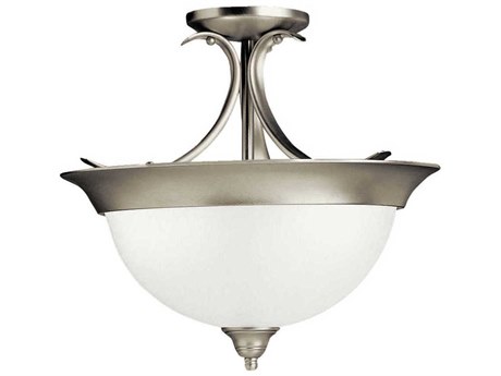 Kichler Dover 3-Light Brushed Nickel Glass Bowl Semi Flush Mount
