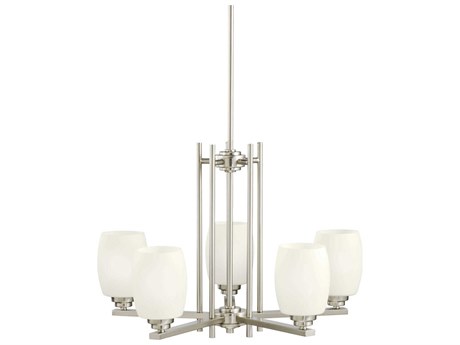 Kichler Eileen 5-Light Brushed Nickel Glass Cylinder Chandelier