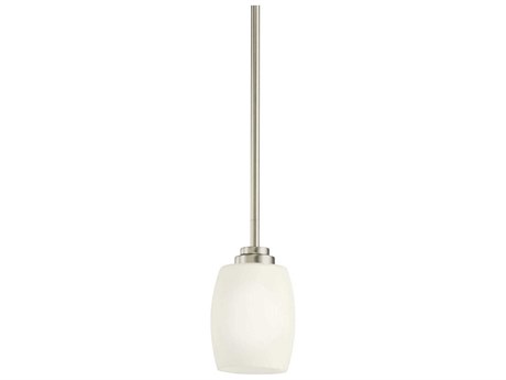 Kichler Eileen 1-Light Brushed Nickel Glass Cylinder Mini Pendant