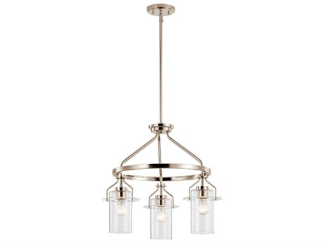 Kichler Everett 3-Light Polished Nickel Glass Cylinder Chandelier