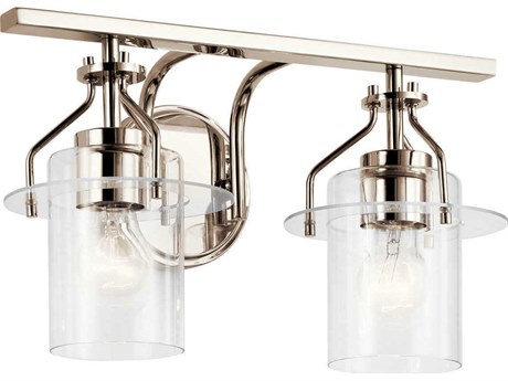 Kichler Everett 2-Light Polished Nickel Glass Vanity Light