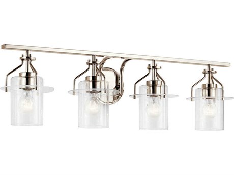 Kichler Everett 4-Light Polished Nickel Glass Vanity Light