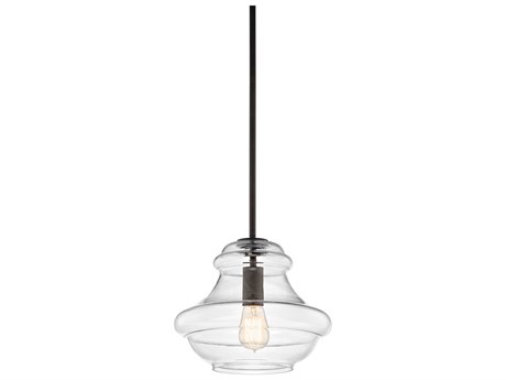 Kichler Everly 1-Light Olde Bronze Glass Geometric Round Mini Pendant