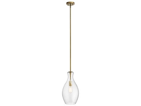 Kichler Everly 1-Light Natural Brass Glass Geometric Mini Pendant