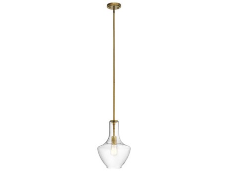 Kichler Everly 1-Light Natural Brass Glass Geometric Mini Pendant