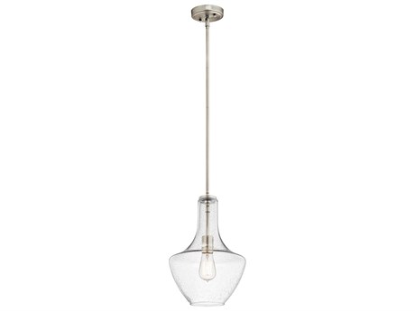 Kichler Everly 1-Light Brushed Nickel Glass Geometric Mini Pendant
