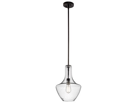 Kichler Everly 1-Light Olde Bronze Glass Geometric Round Mini Pendant
