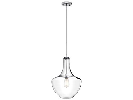 Kichler Everly 1-Light Chrome Glass Geometric Round Pendant
