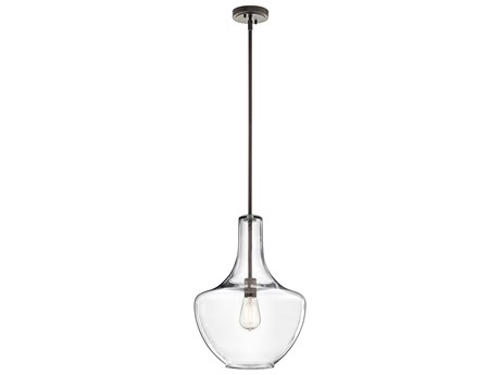 Kichler Everly 1-Light Olde Bronze Glass Geometric Round Pendant