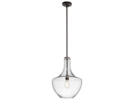 Kichler Everly 1-Light Olde Bronze Glass Geometric Round Pendant