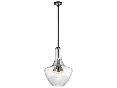 Kichler Everly 3-Light Olde Bronze Glass Geometric Pendant