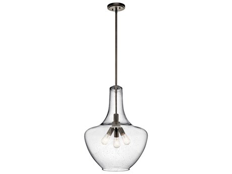 Kichler Everly 3-Light Olde Bronze Glass Geometric Pendant