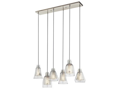 Kichler Evie 6-Light Brushed Nickel Glass Geometric Island Pendant