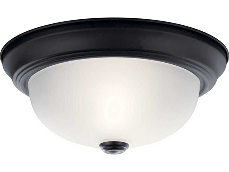 Kichler 2-Light Black Glass Bowl Round Flush Mount