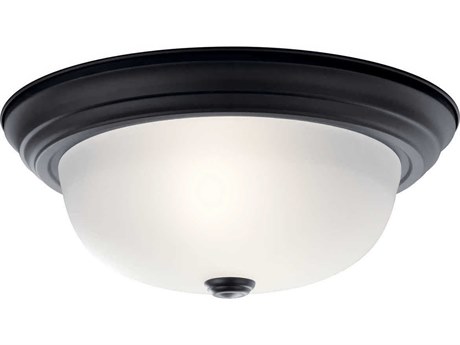 Kichler 2-Light Black Glass Bowl Round Flush Mount