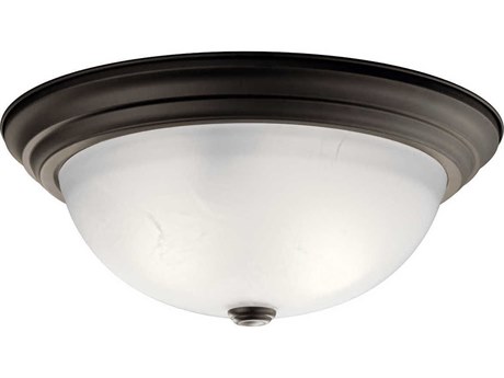 Kichler 3-Light Olde Bronze Glass Bowl Round Flush Mount