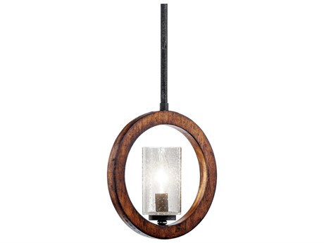 Kichler Grand Bank 1-Light Auburn Stained Brown Glass Cylinder Mini Pendant