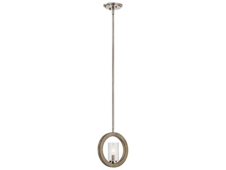 Kichler Grand Bank 1-Light Distressed Antique Gray Glass Cylinder Mini Pendant