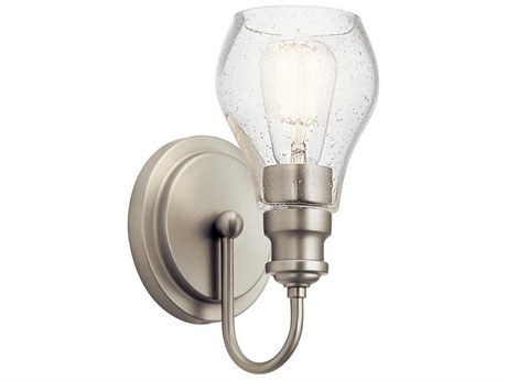 Kichler Greenbrier 1-Light Brushed Nickel Glass Wall Sconce