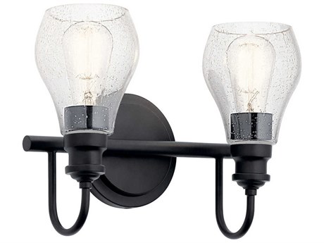 Kichler Greenbrier 2-Light Black Glass Vanity Light