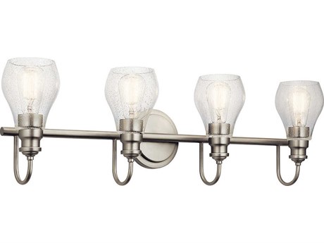 Kichler Greenbrier 4-Light Brushed Nickel Glass Vanity Light