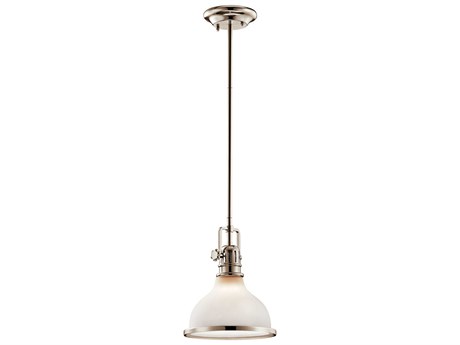 Kichler Hatteras Bay 1-Light Polished Nickel Glass Round Mini Pendant