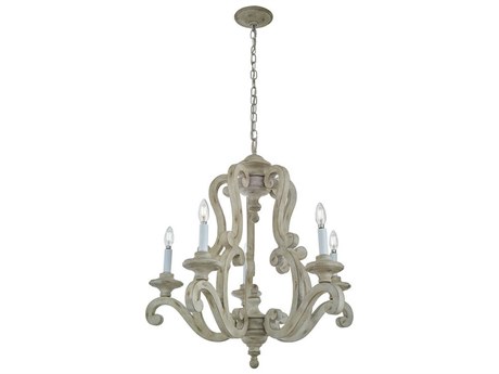 Kichler Hayman Bay 5-Light Distressed Antique White Candelabra Chandelier