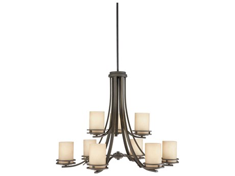 Kichler Hendrik 9-Light Olde Bronze Glass Cylinder Chandelier