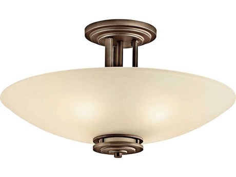 Kichler Hendrik 4-Light Olde Bronze Glass Bowl Round Semi Flush Mount