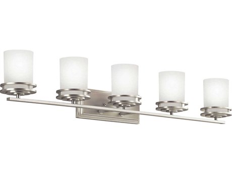 Kichler Hendrik 5-Light Brushed Nickel Glass Vanity Light