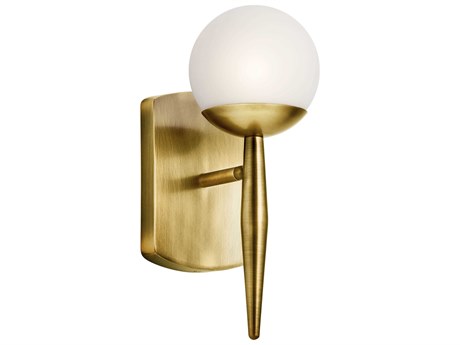 Kichler Jasper 1-Light Natural Brass Glass Wall Sconce