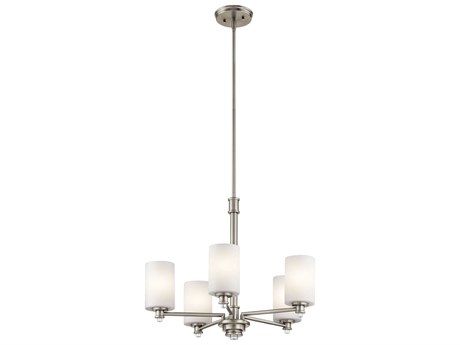 Kichler Joelson 5-Light Brushed Nickel Glass Cylinder Chandelier