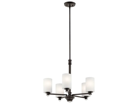 Kichler Joelson 5-Light Olde Bronze Glass Cylinder Chandelier