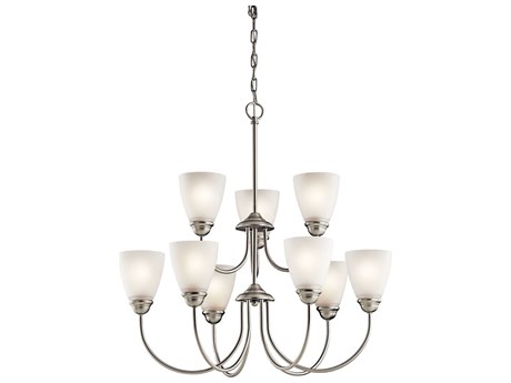 Kichler Jolie 9-Light Brushed Nickel Glass Bell Chandelier