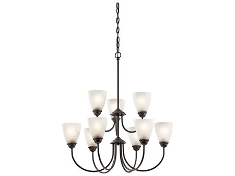Kichler Jolie 9-Light Olde Bronze Glass Bell Chandelier