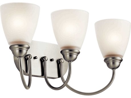 Kichler Jolie 3-Light Brushed Nickel Glass Vanity Light